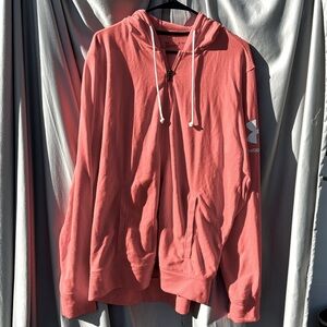 Under Armour, full zip hoodie sweatshirt 2 front pockets XL  coral